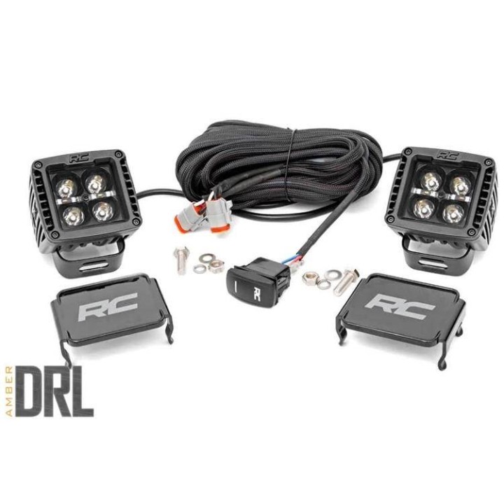 Lampy LED 2" kwadratowe amber DRL spot Rough Country Black Series