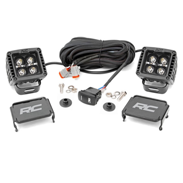 Lampy LED 2" kwadratowe amber DRL Rough Country Black Series
