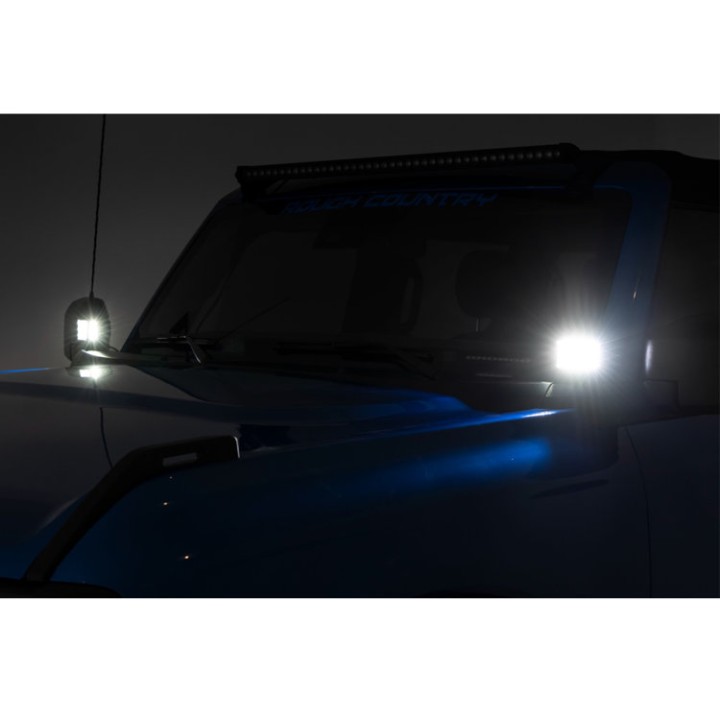 Lampy LED 2" kwadratowe amber DRL Rough Country Black Series
