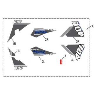 COMPLETE STICKER SET - LINHAI LOGO (WHITE AND ORANGE PLASTIC) 400