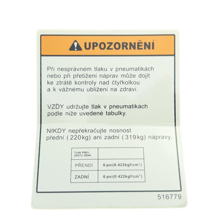 LABEL, TIRE PRESSURE