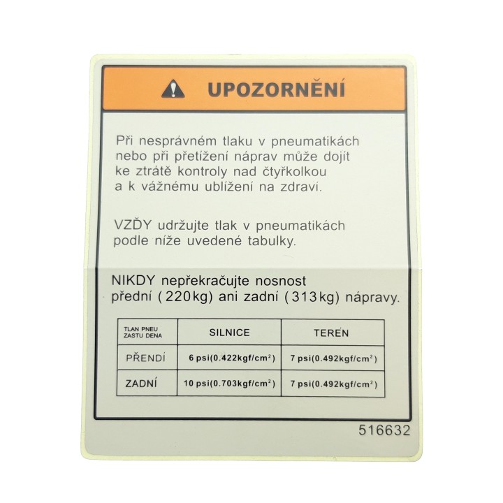 LABEL, TIRE PRESSURE