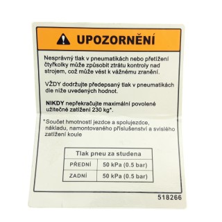 LABEL, TIRE PRESSURE