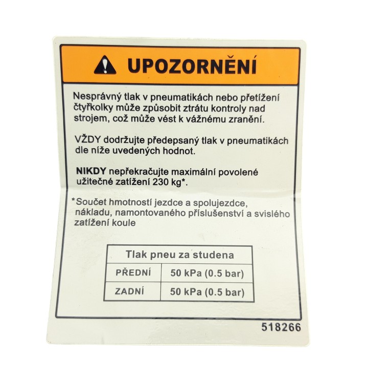 LABEL, TIRE PRESSURE