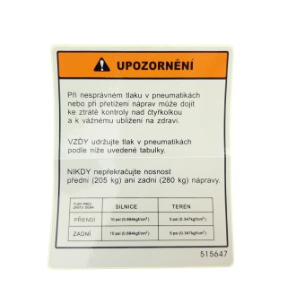 LABEL, TIRE PRESSURE.