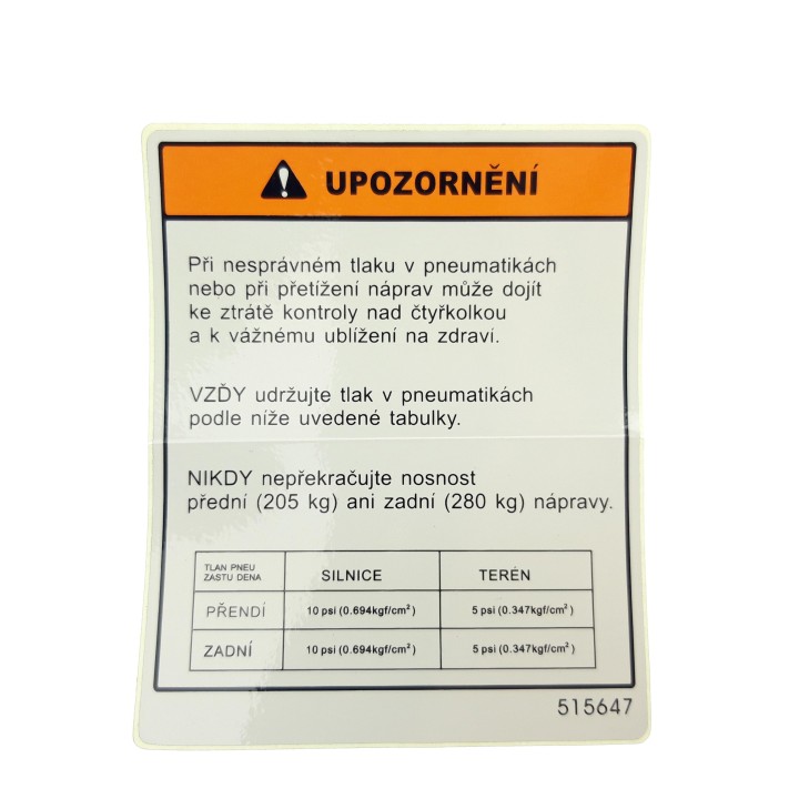 LABEL, TIRE PRESSURE.