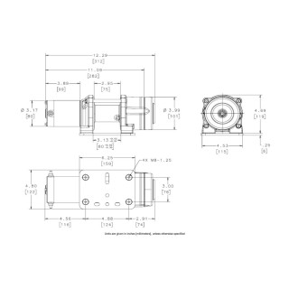 Wycigarka elektryczna - WARN DC1000 12V, z krtkim bbnem (ucig: 454 kg)