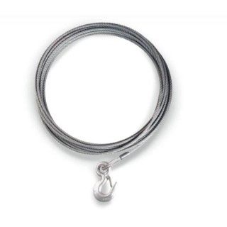 Lina stalowa z hakiem do wycigarki WARN - 6,35 mm x 18,29 m, 3175 kg