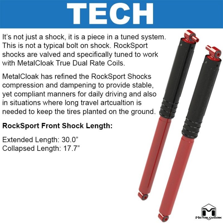 MetalCloak RockSport Front Shocks – Jeep Wrangler JL / Gladiator JT