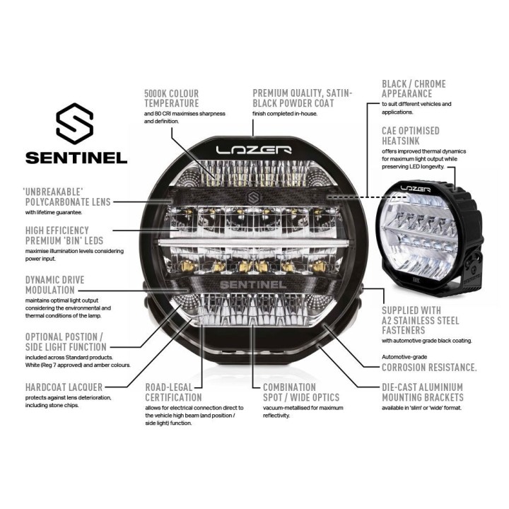 LAZER Sentinel 7" - okrągła lampa LED – 5 208 lm – 1217 m