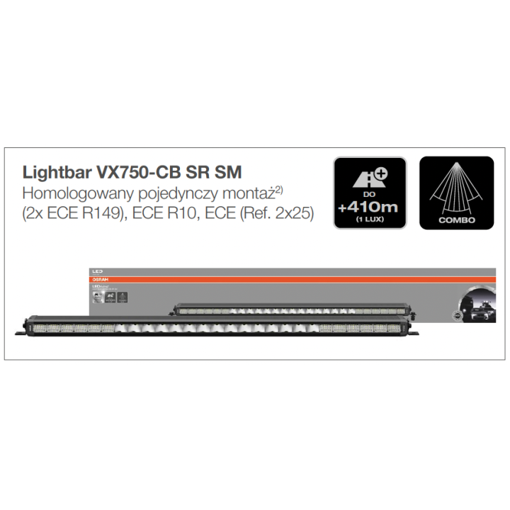 Panele LED Light Bar: Lightbar VX750-CB SR SM Ledbar Osram Panel - Najlepsza Jakość