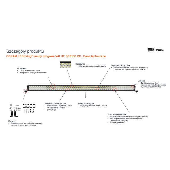 Panele LED Light Bar: Lightbar VX750-CB SR SM Ledbar Osram Panel - Najlepsza Jakość