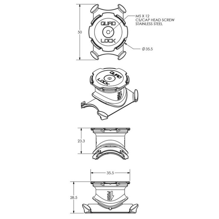 Podstawa na mostek / kierownicę rowerową Quad Lock®