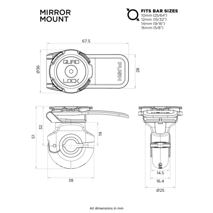 Podstawa montowana na lusterku Quad Lock® (V2)