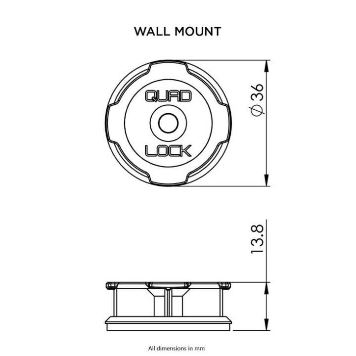 Samoprzylepna podstawa ścienna Quad Lock® ( dwupak) (V2)