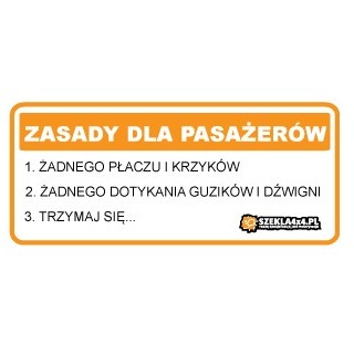 Naklejka ZASADY DLA PASAŻERÓW 11x5xm