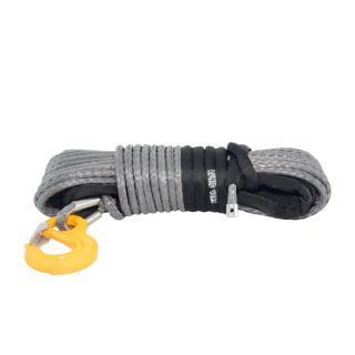 Synthetic rope 10mm 28m grey 15000 KG with hook