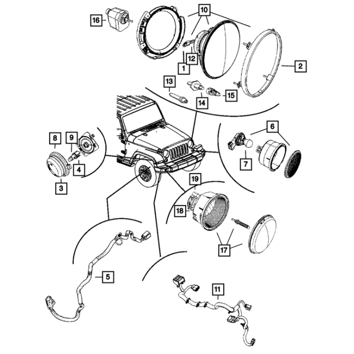 68003772 Ramka lampy 7 calowej Jeep Wrangler JK