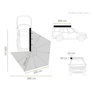 OFFLANDER MARKIZA SAMONOŚNA BATWING 270 L SAND PRAWA 2.5 M