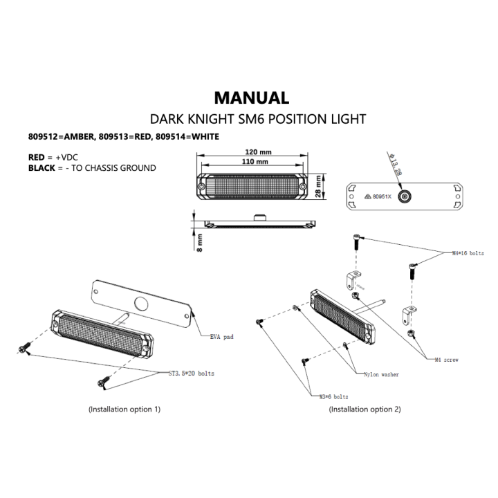 Lampa czerwona Strands DARK KNIGHT SM6 RED 809513