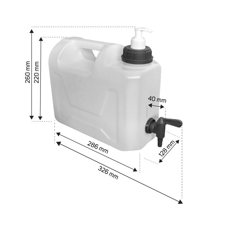 Pojemnik na wodę 5L bezb. KRAN DOLNY PLASTIK 3/4" + dozownik mydła /G HEAVY DUTY