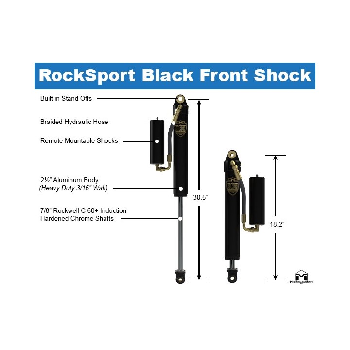 Amortyzatory RockSport Black 4,5 - 5,5" Jeep Wrangler JL Gladiator przednie METALCLOAK - ujęcie 3