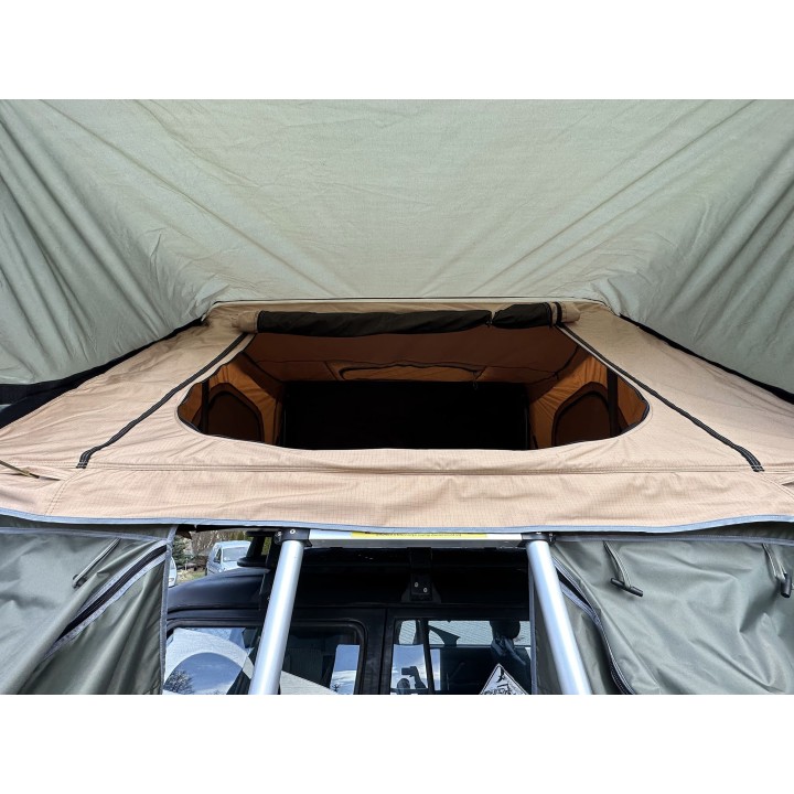 Escape VARIO 160 cm piaskowy, biała pokrywa – namiot dachowy