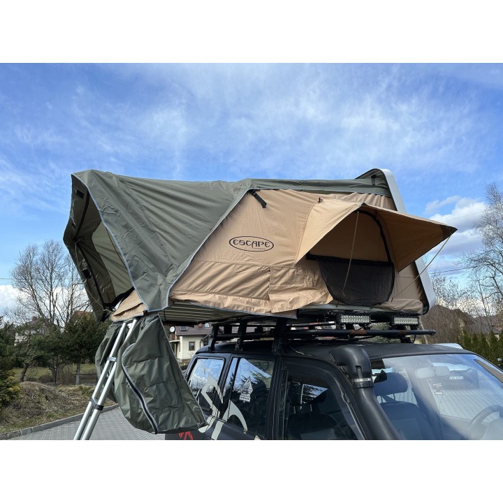 Escape VARIO 210 cm piaskowy, biała pokrywa – namiot dachowy