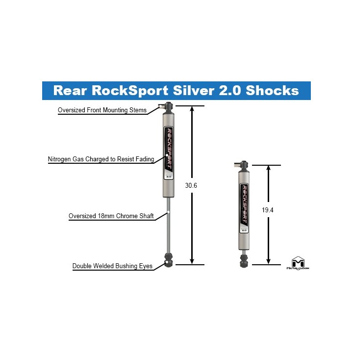 MetalCloak RockSport Silver 2.0 – Tylne amortyzatory Jeep Wrangler JL