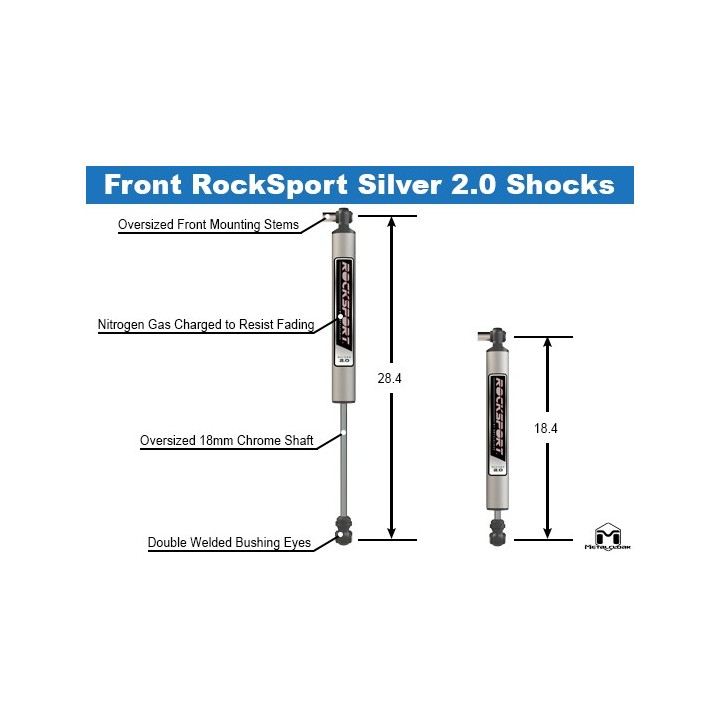 MetalCloak RockSport Silver 2.0 – amortyzatory przednie Jeep Wrangler JL / Gladiator JT