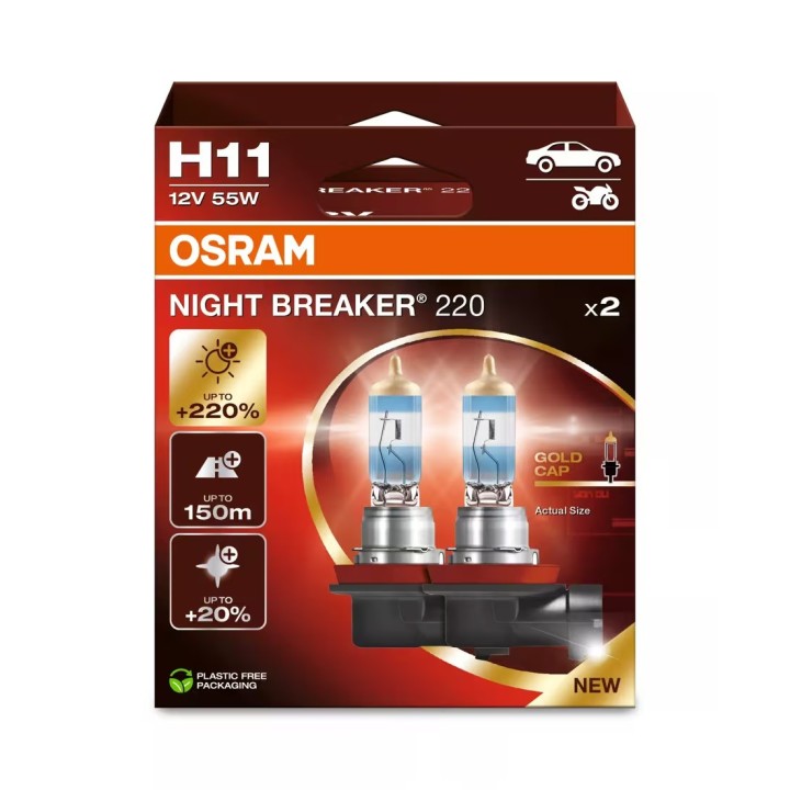 OSRAM Night Breaker 220 H11 – Najmocniejsze żarówki halogenowe H11