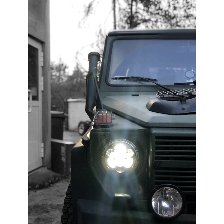 REFLEKTOR 7" LED ŚWIATŁA MIJANIA DROGOWE POZYCJA DRL E4 12-24V, CZARNY  R 112,  R 87, R 7,  R 10