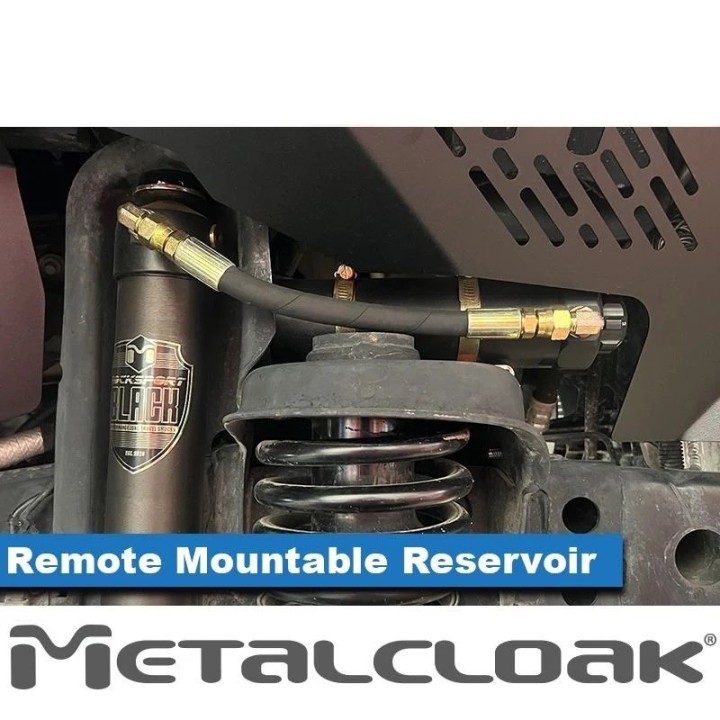 MetalCloak RockSport BLACK – przednie amortyzatory reservoir Jeep JK 2007–2018