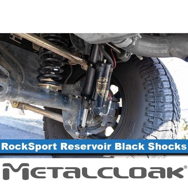MetalCloak RockSport Black Rear Reservoir Shocks JK 07–18 | Long Travel