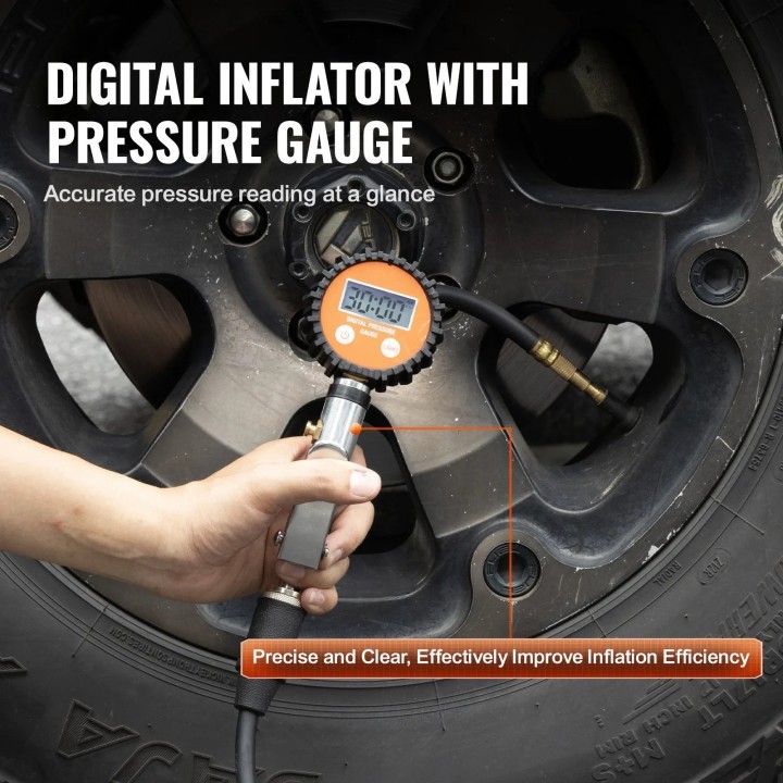 Kompresor 12V VEVOR 6L 150 PSI 6,35 CFM – przenośny inflator do opon