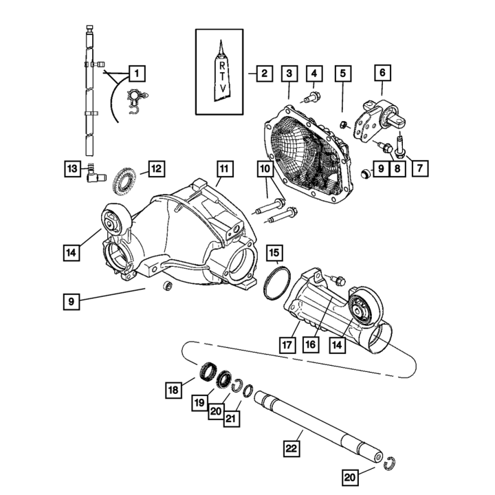 Uszczelniacz półosi przednich Jeep Wrangler JK Dana 30 44 5014852ab 5014852AA