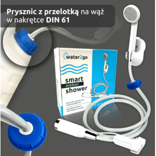 Prysznic turystyczny bezprzewodowy z akumulatorem Water2go nakrętka DIN 61 z przelotką | SC017P/61MM