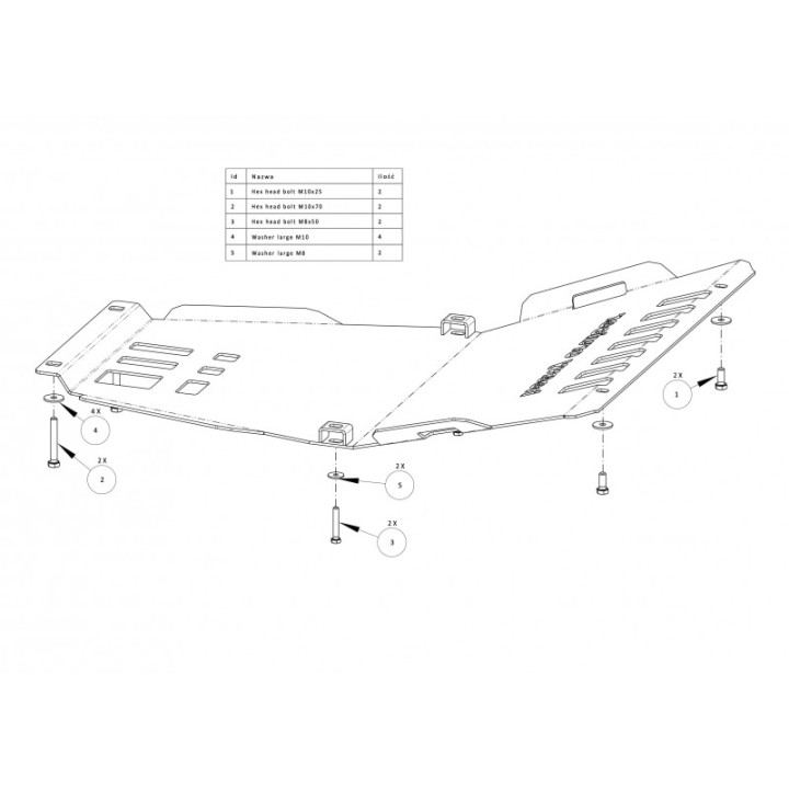 Osłona chłodnic, silnika i przedniego mostu OFFROAD Jeep Grand Cherokee WK2 CRD diesel 2013-2020 aluminiowa