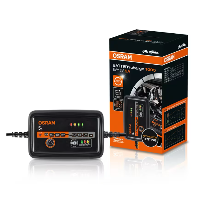 OSRAM BATTERYcharge 1005 – inteligentny prostownik 5 A, 6/12 V, 4–120 Ah - ujęcie 14