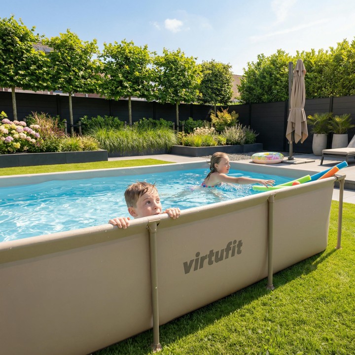 VIRTUFIT PROSTOKĄTNY BASEN 260 x 180 CM Z POMPĄ FILTRUJĄCĄ BEŻOWY