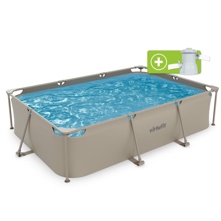VIRTUFIT PROSTOKĄTNY BASEN 300 x 210 CM Z POMPĄ FILTRUJĄCĄ BEŻOWY