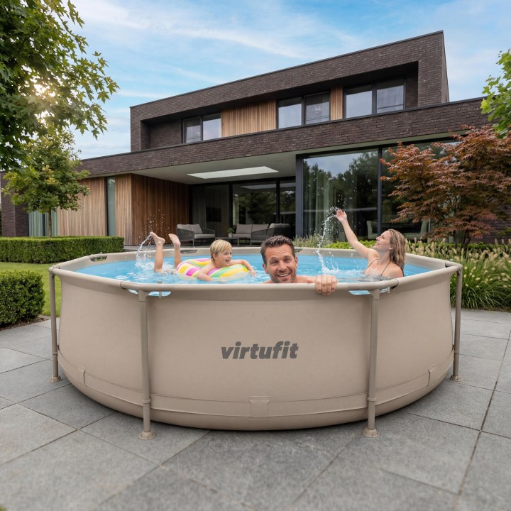 VIRTUFIT OKRĄGŁY BASEN 244 CM Z POMPĄ FILTRUJĄCĄ BEŻOWY