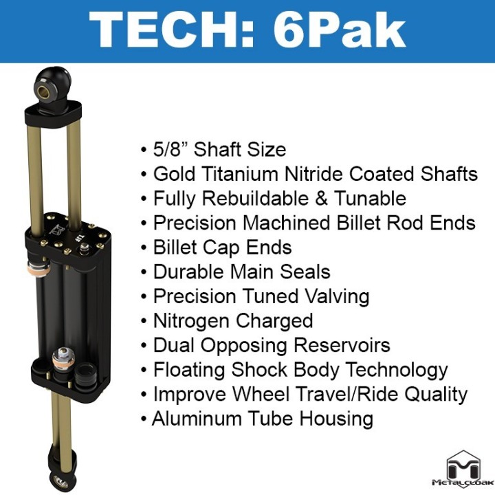 Amortyzatory 6Pak BLACK przednie 6", para, TJ/LJ METALCLOAK - ujęcie 6