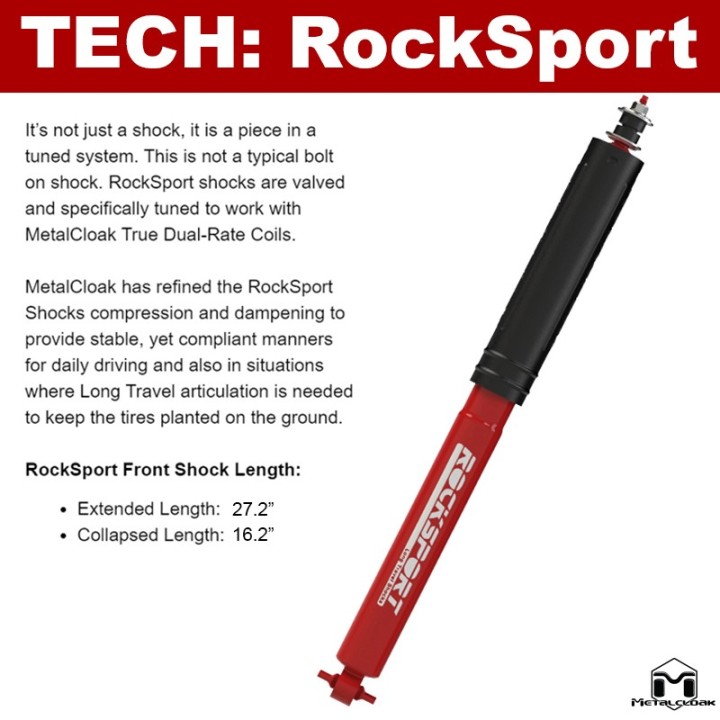 Amortyzatory RockSport RED Long Travel przednie, para, TJ/LJ METALCLOAK - ujęcie 3