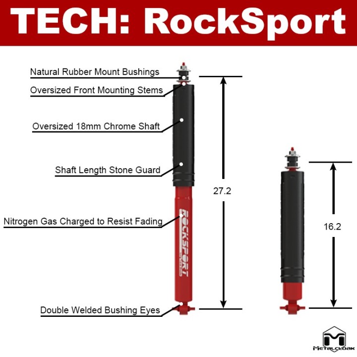 Amortyzatory RockSport RED Long Travel przednie, para, TJ/LJ METALCLOAK - ujęcie 4