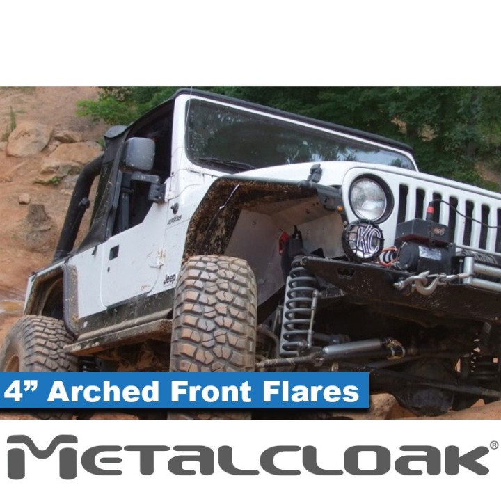Nakladki przednie Arched 4", para, TJ/LJ/YJ, czarna powloka proszkowa METALCLOAK - ujęcie 3
