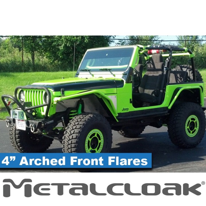 Nakladki przednie Arched 4", para, TJ/LJ/YJ, czarna powloka proszkowa METALCLOAK - ujęcie 5