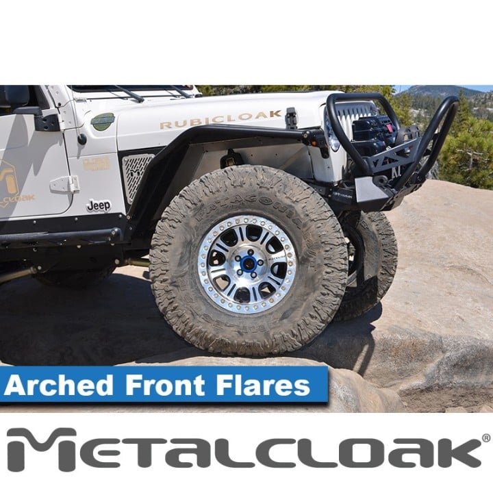 Nakladki przednie Arched 6", para, TJ/LJ/YJ, czarna powloka proszkowa METALCLOAK - ujęcie 2