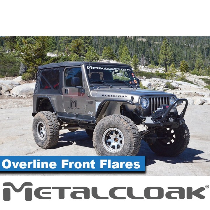 Nakladki przednie Overline plaskie 4", para, TJ/LJ/YJ, czarna powloka proszkowa METALCLOAK - ujęcie 3