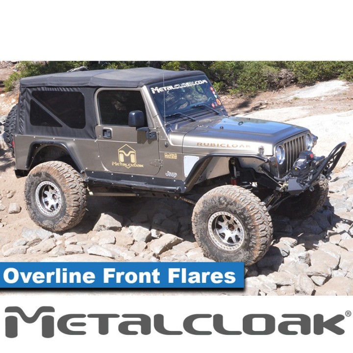 Nakladki przednie Overline plaskie 4", para, TJ/LJ/YJ, czarna powloka proszkowa METALCLOAK - ujęcie 4